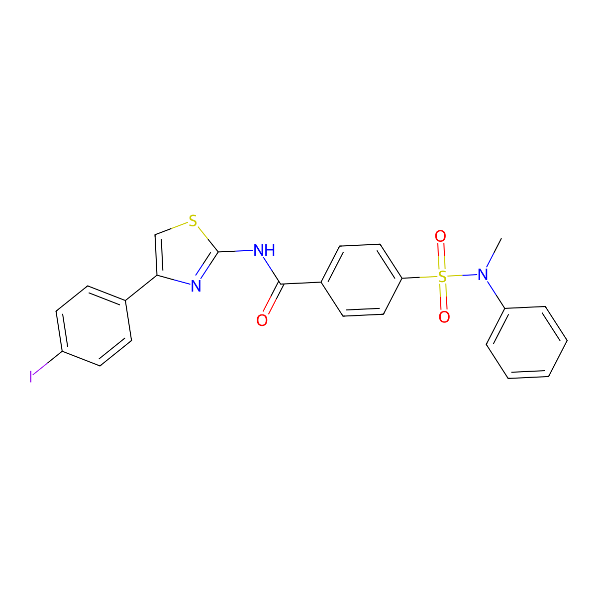 N-[4-(4-iodophenyl)-1,3-thiazol-2-yl]-4-[methyl(phenyl)sulfamoyl]benzamide molecular structure, CAS 313395-68-5