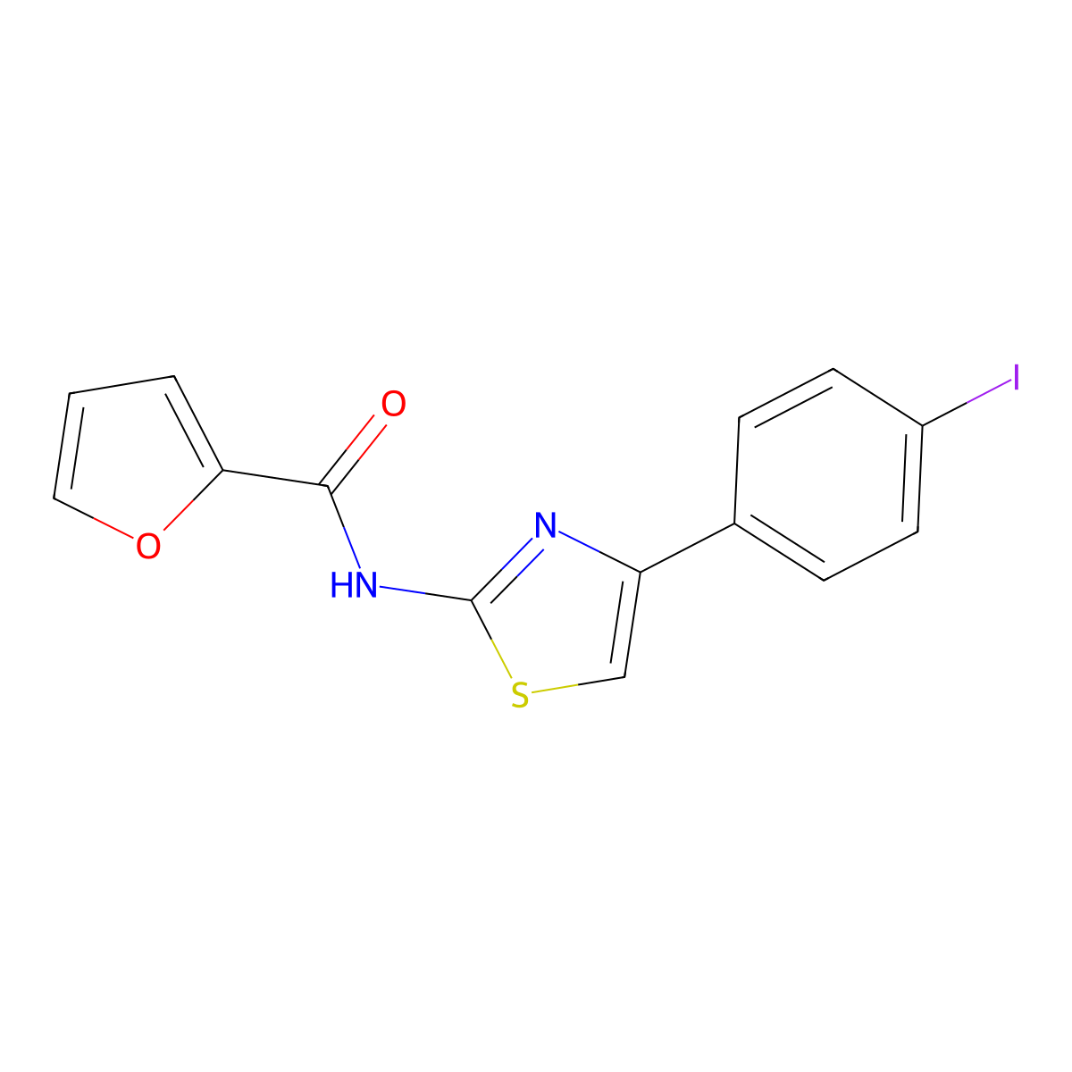 N-[4-(4-iodophenyl)-1,3-thiazol-2-yl]furan-2-carboxamide molecular structure, CAS 313395-70-9