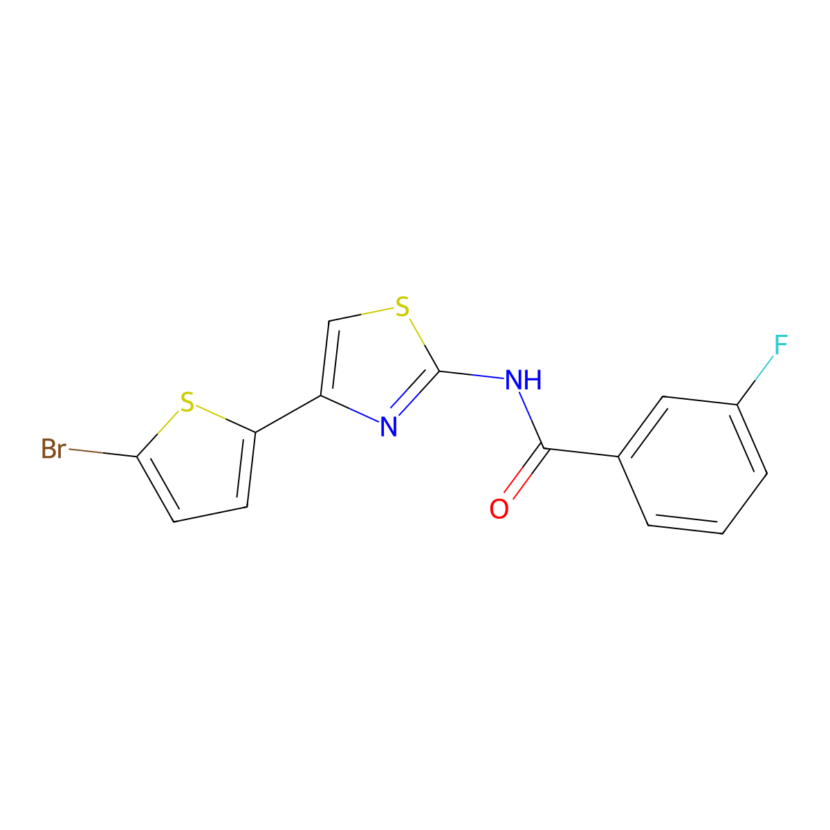 N-[4-(5-bromothiophen-2-yl)-1,3-thiazol-2-yl]-3-fluorobenzamide molecular structure, CAS 313395-76-5