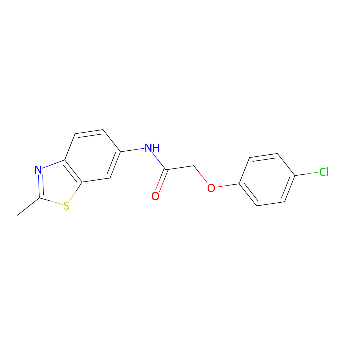 2-(4-chlorophenoxy)-N-(2-methyl-1,3-benzothiazol-6-yl)acetamide molecular structure, CAS 313395-78-7