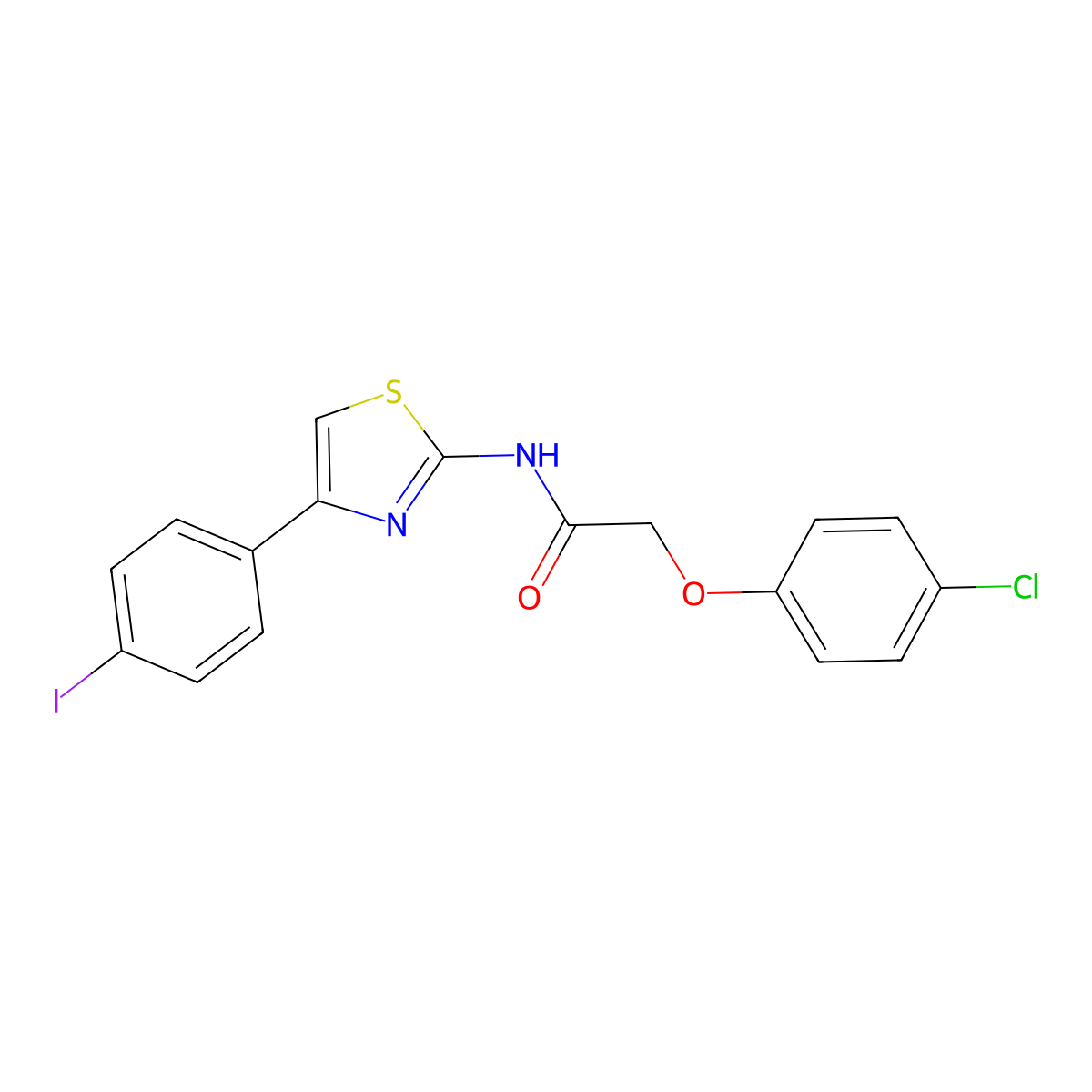 2-(4-chlorophenoxy)-N-[4-(4-iodophenyl)-1,3-thiazol-2-yl]acetamide molecular structure, CAS 313395-79-8