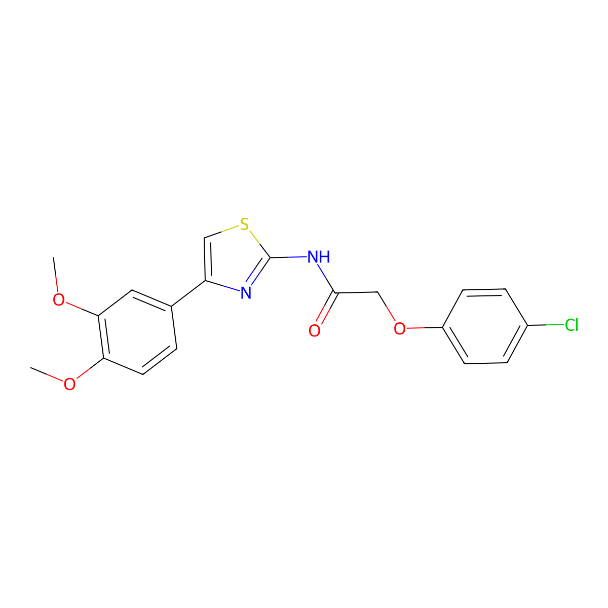 2-(4-chlorophenoxy)-N-[4-(3,4-dimethoxyphenyl)-1,3-thiazol-2-yl]acetamide molecular structure, CAS 313395-80-1