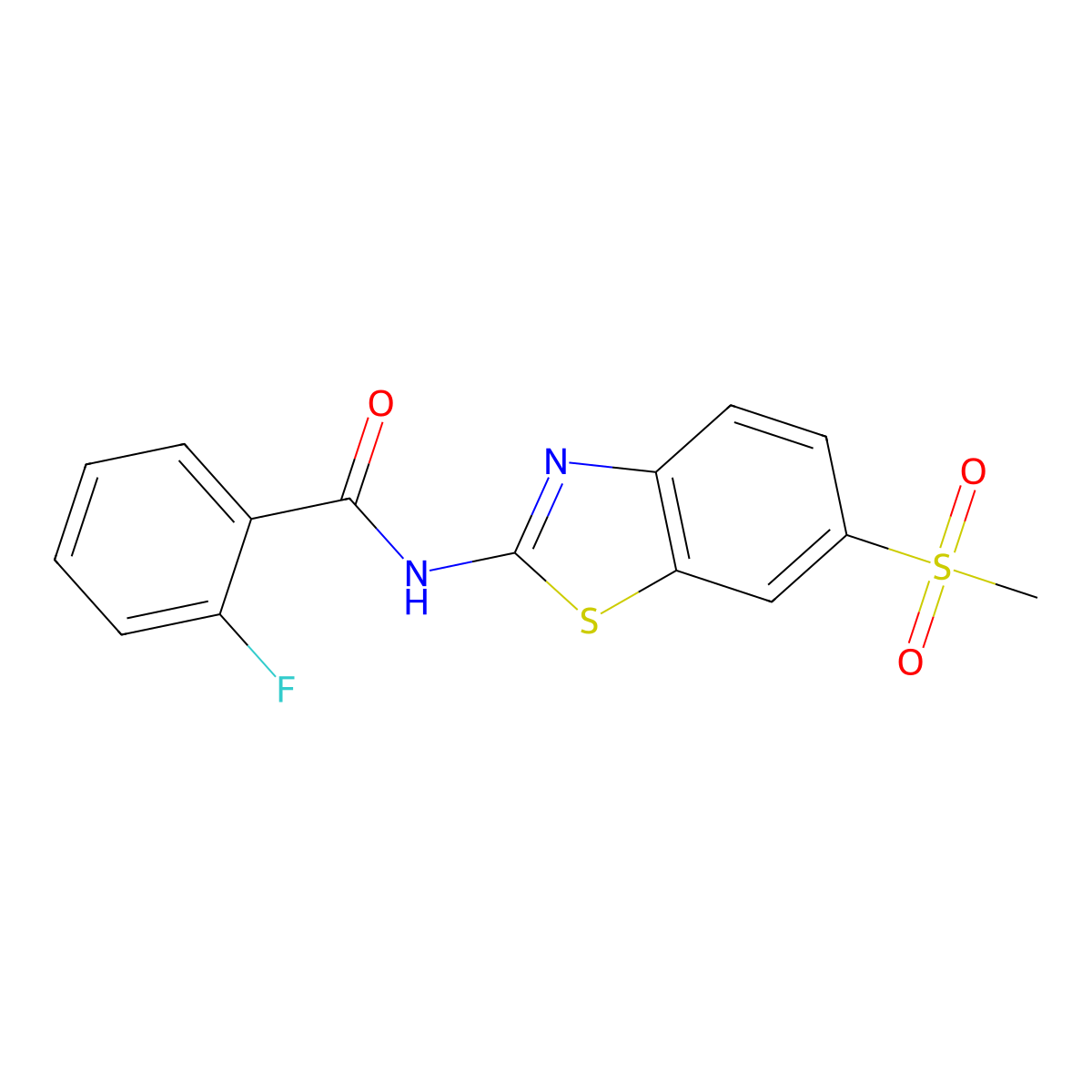 2-fluoro-N-(6-(methylsulfonyl)benzo[d]thiazol-2-yl)benzamide molecular structure, CAS 313395-84-5