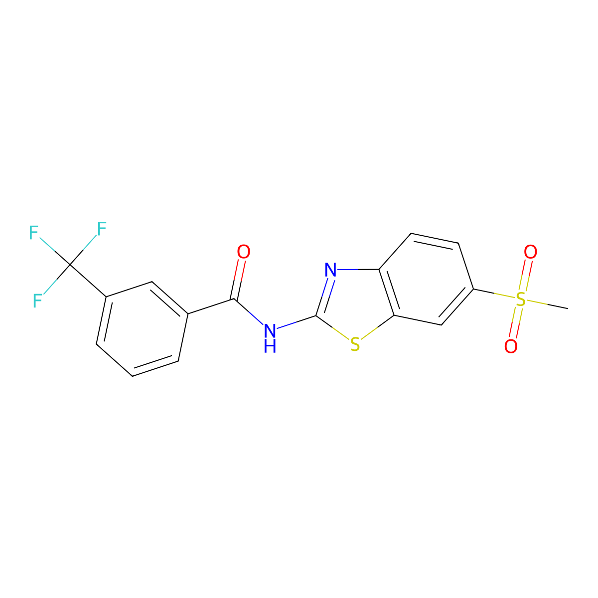 N-(6-(methylsulfonyl)benzo[d]thiazol-2-yl)-3-(trifluoromethyl)benzamide molecular structure, CAS 313395-85-6