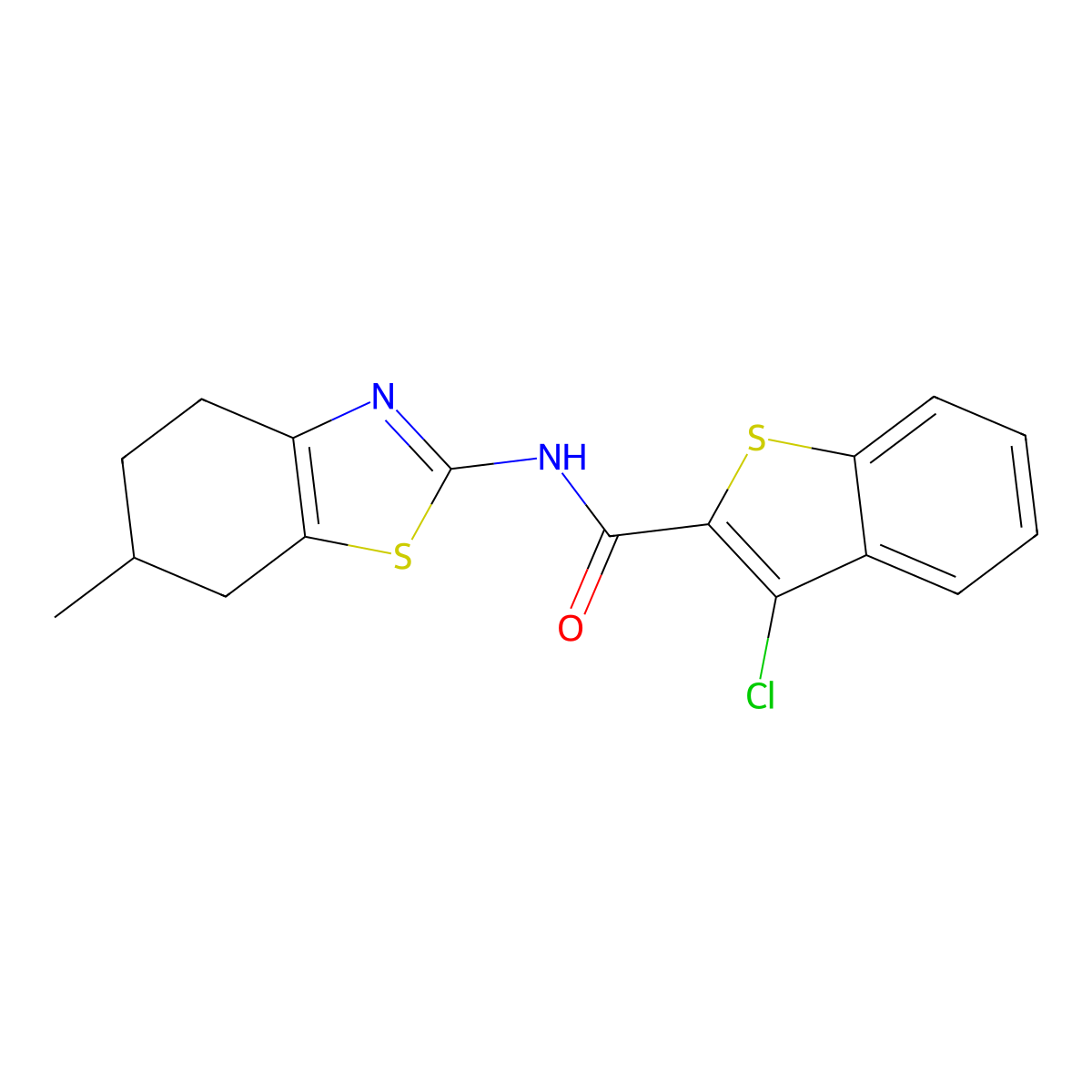 3-chloro-N-(6-methyl-4,5,6,7-tetrahydro-1,3-benzothiazol-2-yl)-1-benzothiophene-2-carboxamide molecular structure, CAS 313395-89-0