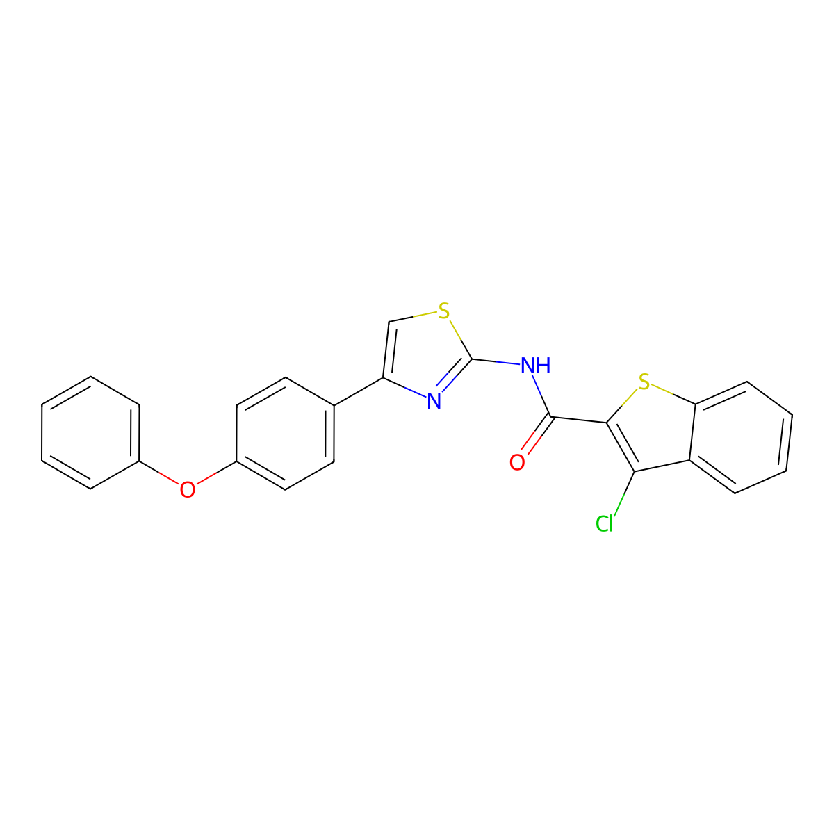 3-chloro-N-[4-(4-phenoxyphenyl)-1,3-thiazol-2-yl]-1-benzothiophene-2-carboxamide molecular structure, CAS 313395-92-5