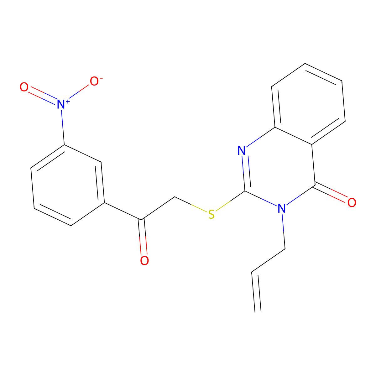 3-allyl-2-((2-(3-nitrophenyl)-2-oxoethyl)thio)quinazolin-4(3H)-one molecular structure, CAS 313395-97-0