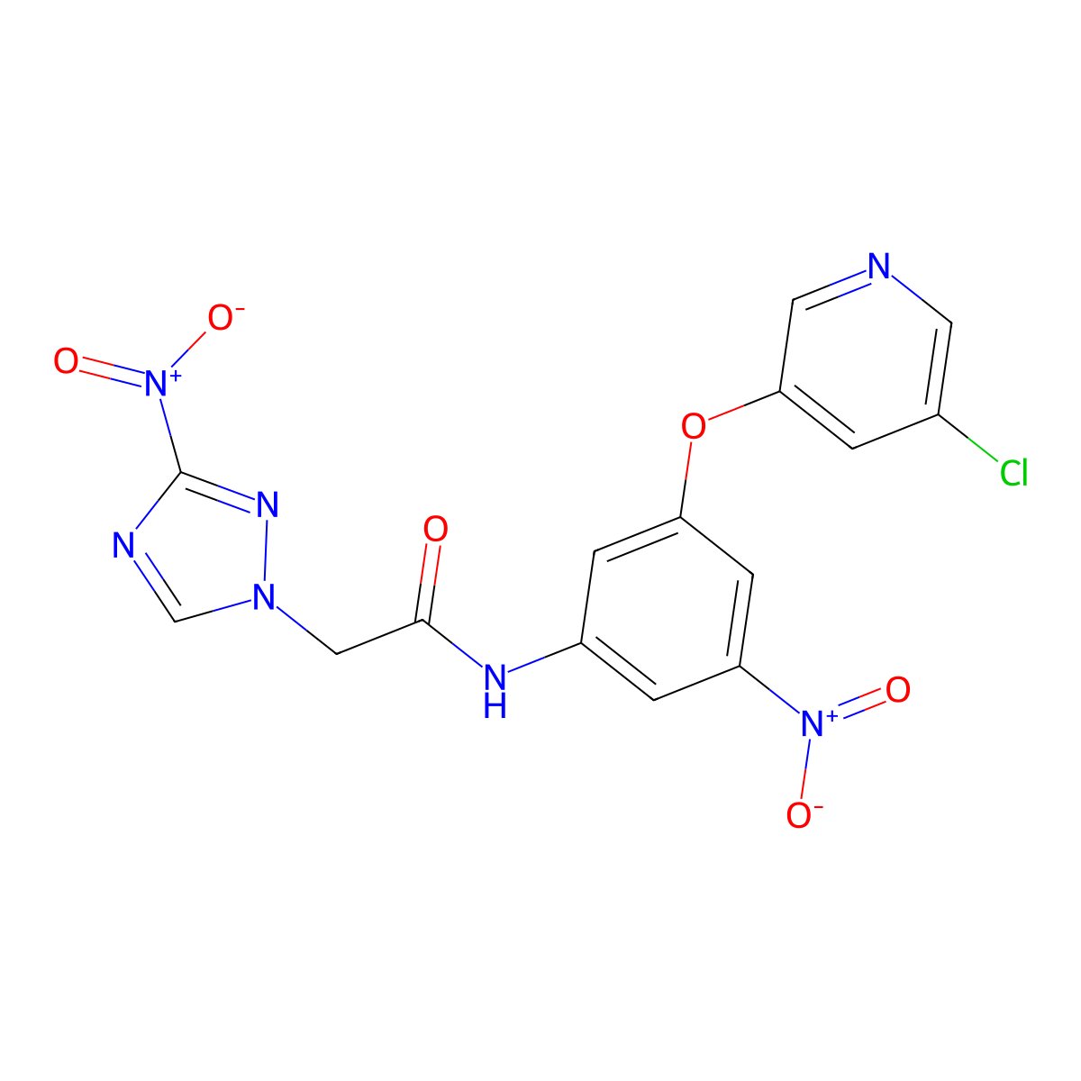 N-[3-(5-chloropyridin-3-yl)oxy-5-nitrophenyl]-2-(3-nitro-1,2,4-triazol-1-yl)acetamide molecular structure, CAS 313397-04-5