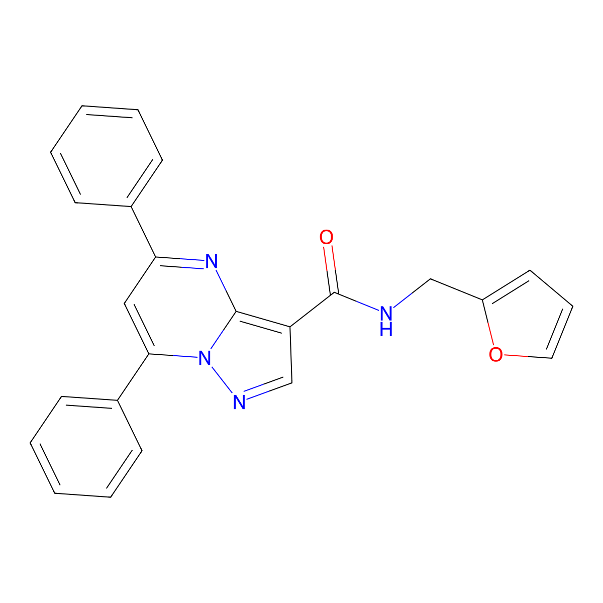 N-(furan-2-ylmethyl)-5,7-diphenylpyrazolo[1,5-a]pyrimidine-3-carboxamide molecular structure, CAS 313397-10-3