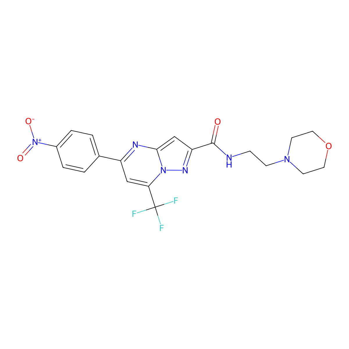 N-(2-morpholin-4-ylethyl)-5-(4-nitrophenyl)-7-(trifluoromethyl)pyrazolo[1,5-a]pyrimidine-2-carboxamide molecular structure, CAS 313397-27-2