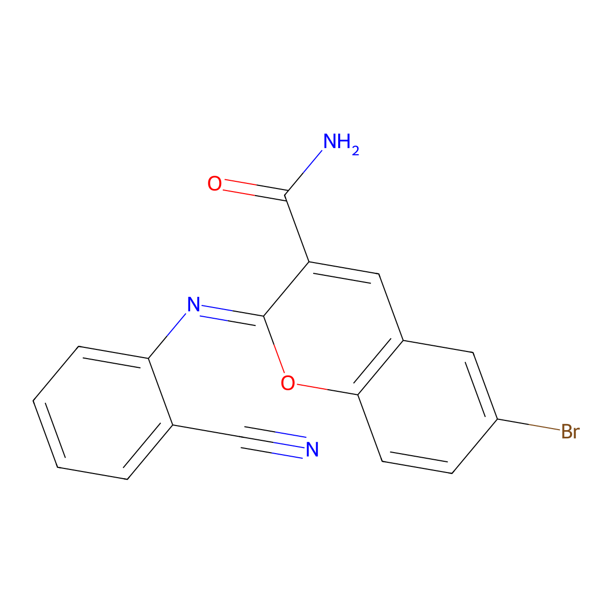 (2Z)-6-bromo-2-[(2-cyanophenyl)imino]-2H-chromene-3-carboxamide molecular structure, CAS 313397-49-8