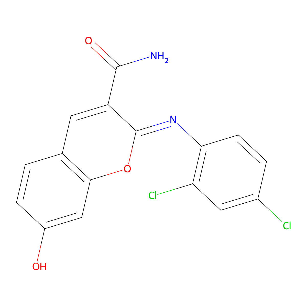 (2Z)-2-[(2,4-dichlorophenyl)imino]-7-hydroxy-2H-chromene-3-carboxamide molecular structure, CAS 313397-50-1