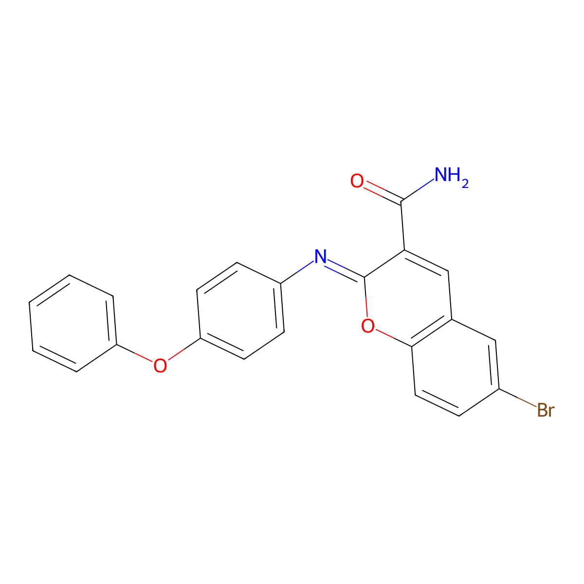 (Z)-6-bromo-2-((4-phenoxyphenyl)imino)-2H-chromene-3-carboxamide molecular structure, CAS 313397-60-3
