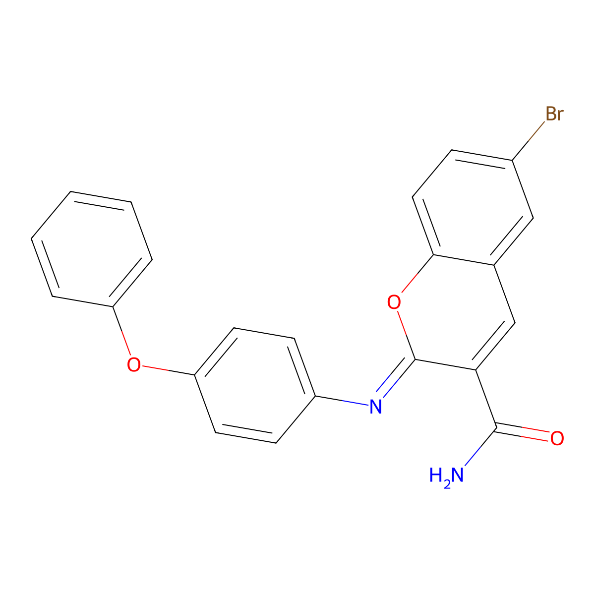 (Z)-6-bromo-2-((4-phenoxyphenyl)imino)-2H-chromene-3-carboxamide molecular structure, CAS 313397-60-3