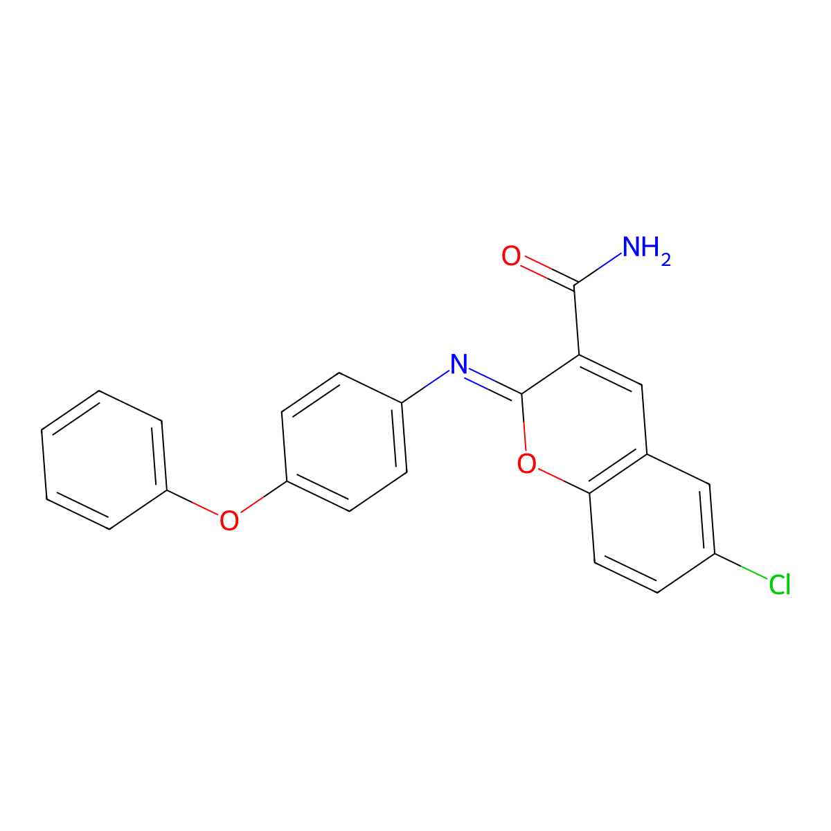 6-Chloro-2-(4-phenoxyphenyl)iminochromene-3-carboxamide molecular structure, CAS 313397-61-4