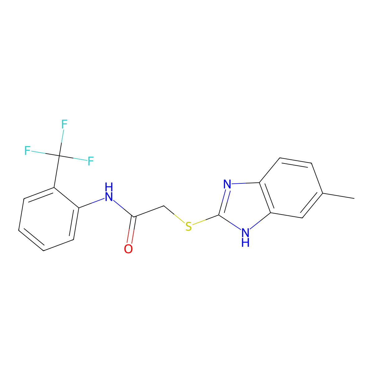 2-[(5-methyl-1H-benzimidazol-2-yl)sulfanyl]-N-[2-(trifluoromethyl)phenyl]acetamide molecular structure, CAS 313397-74-9