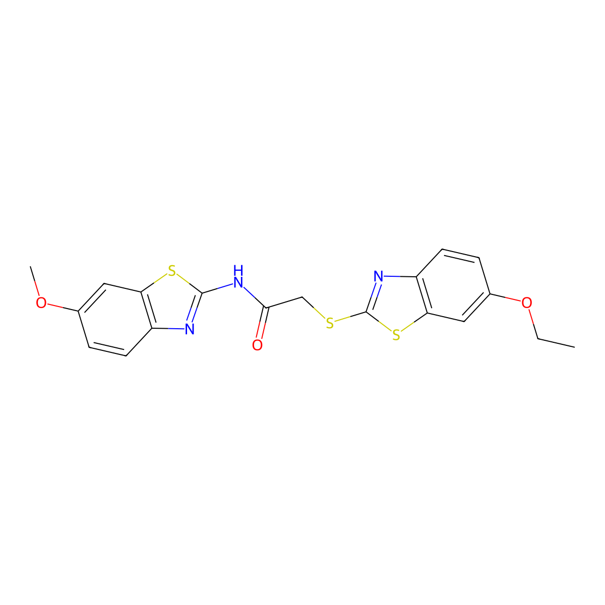 2-[(6-ethoxy-1,3-benzothiazol-2-yl)sulfanyl]-N-(6-methoxy-1,3-benzothiazol-2-yl)acetamide molecular structure, CAS 313397-86-3