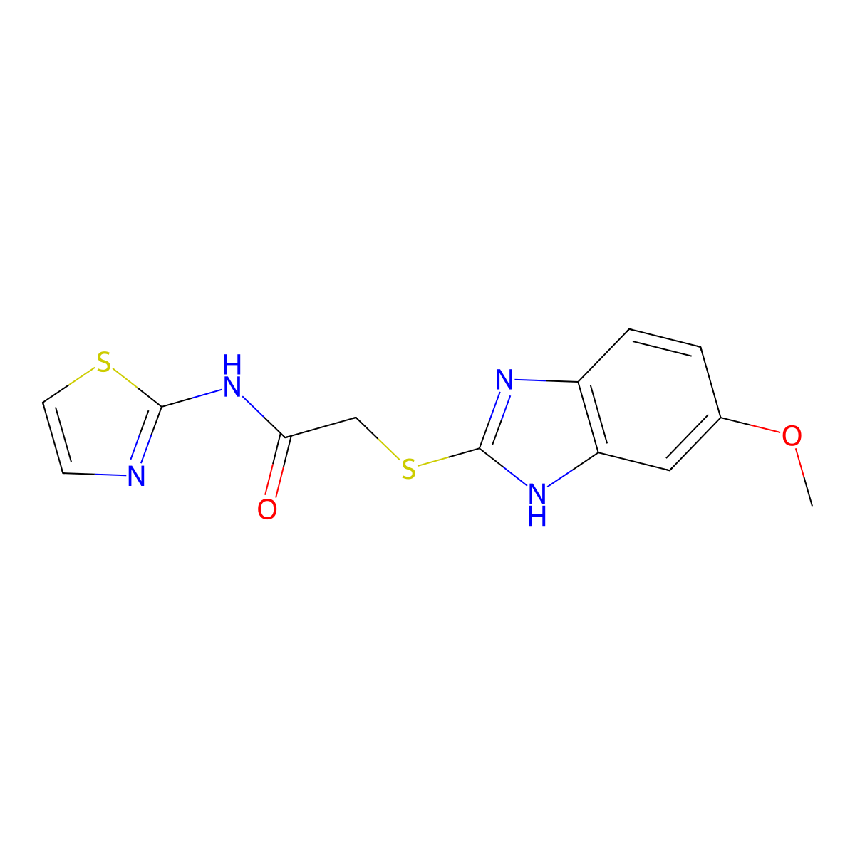 2-[(5-methoxy-1H-benzimidazol-2-yl)sulfanyl]-N-(1,3-thiazol-2-yl)acetamide molecular structure, CAS 313397-91-0