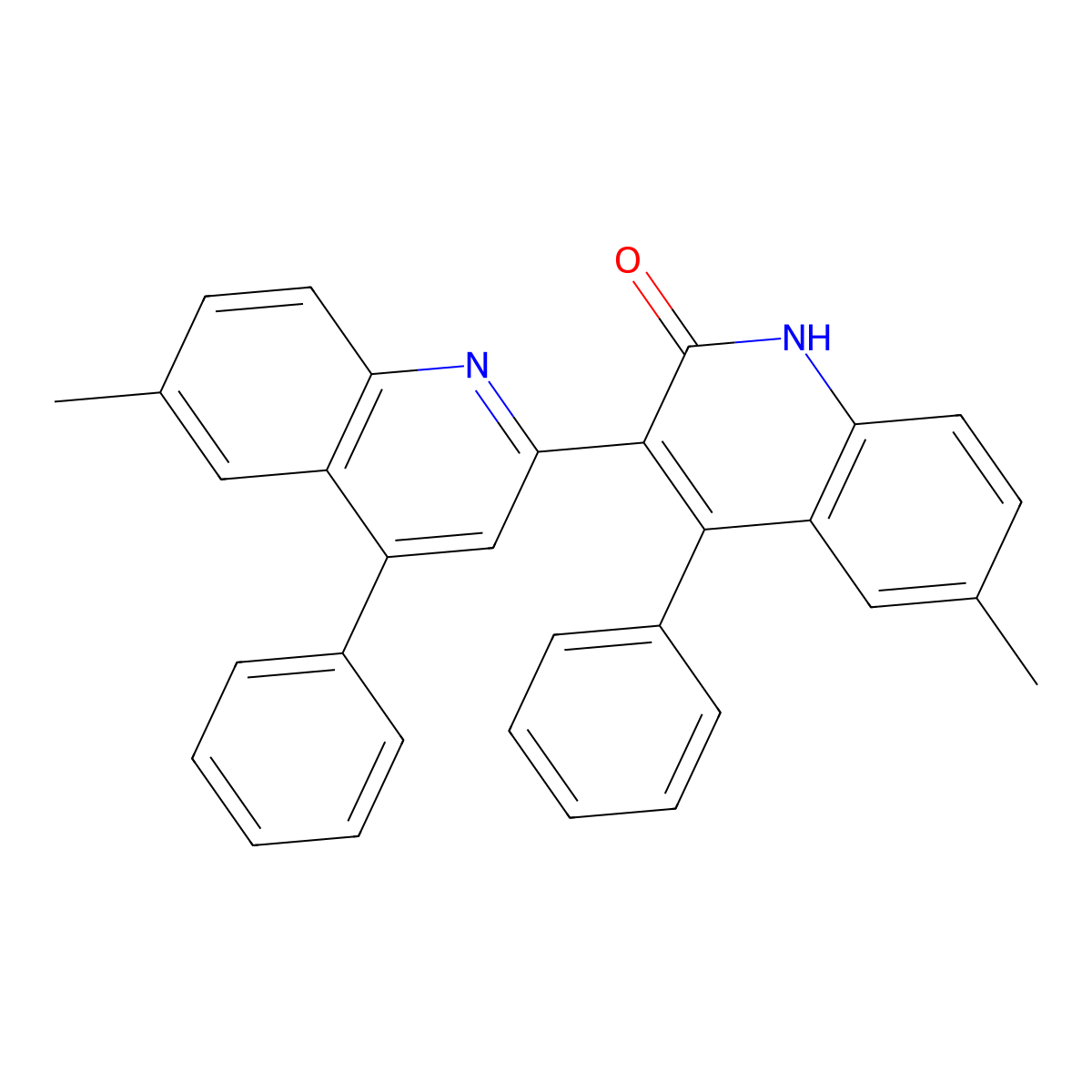 6-methyl-3-(6-methyl-4-phenylquinolin-2-yl)-4-phenyl-1H-quinolin-2-one molecular structure, CAS 313397-97-6