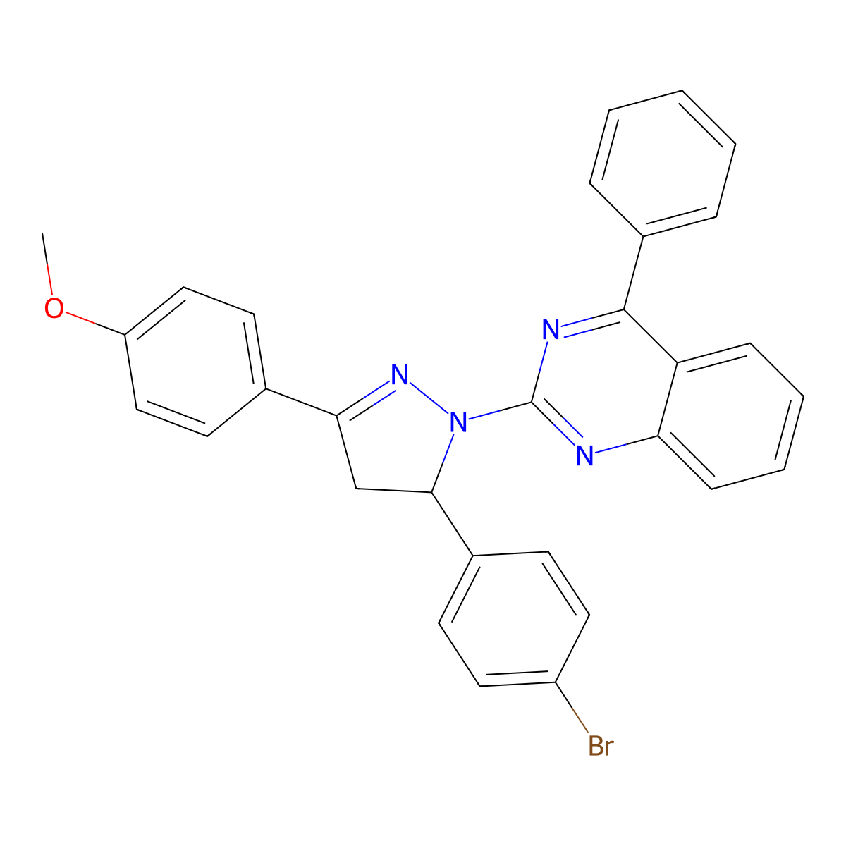 2-{5-(4-bromophenyl)-3-[4-(methyloxy)phenyl]-4,5-dihydro-1H-pyrazol-1-yl}-4-phenylquinazoline molecular structure, CAS 313397-98-7