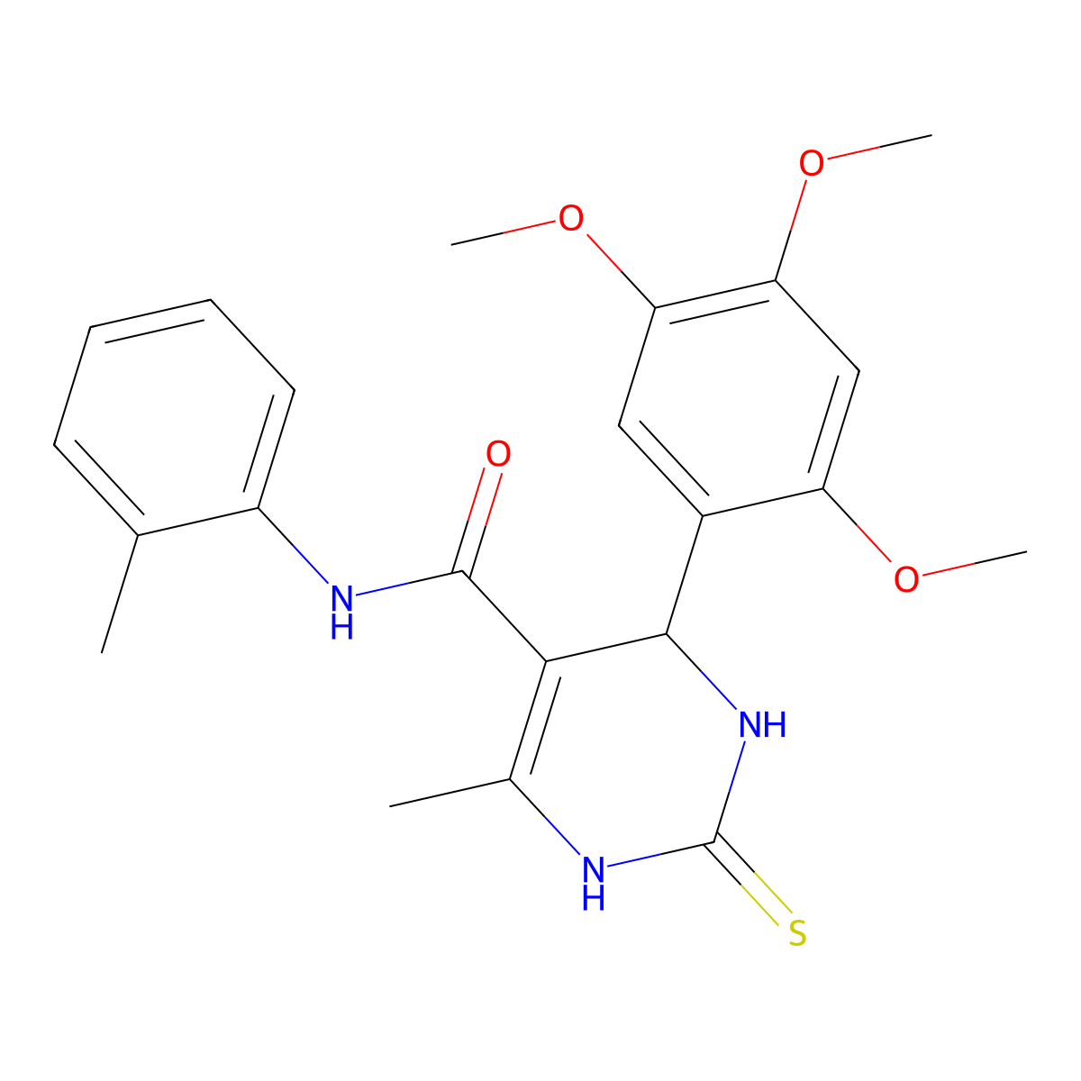 6-methyl-N-(2-methylphenyl)-2-sulfanylidene-4-(2,4,5-trimethoxyphenyl)-3,4-dihydro-1H-pyrimidine-5-carboxamide molecular structure, CAS 313398-07-1