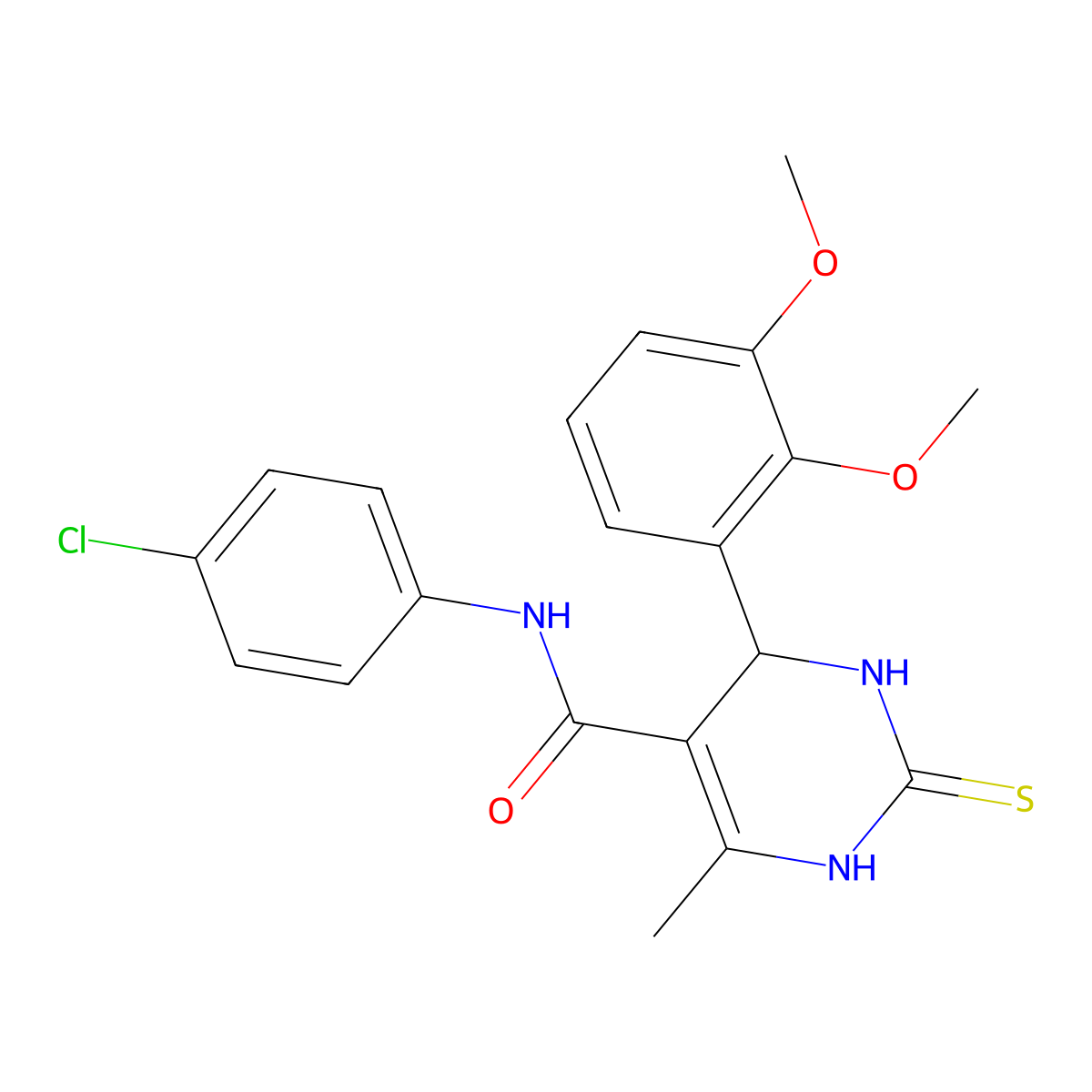 N-(4-chlorophenyl)-4-(2,3-dimethoxyphenyl)-6-methyl-2-sulfanylidene-3,4-dihydro-1H-pyrimidine-5-carboxamide molecular structure, CAS 313398-09-3
