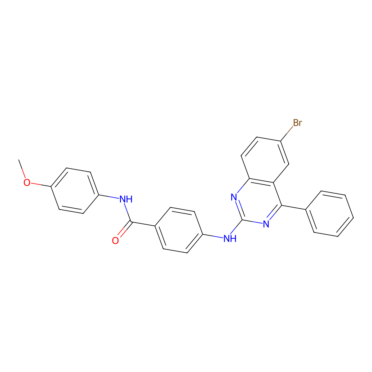 4-[(6-bromo-4-phenylquinazolin-2-yl)amino]-N-(4-methoxyphenyl)benzamide molecular structure, CAS 313398-13-9