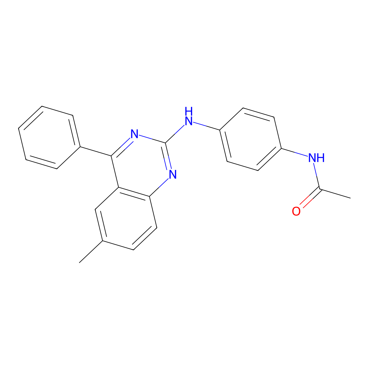 N-{4-[(6-methyl-4-phenylquinazolin-2-yl)amino]phenyl}acetamide molecular structure, CAS 313398-14-0