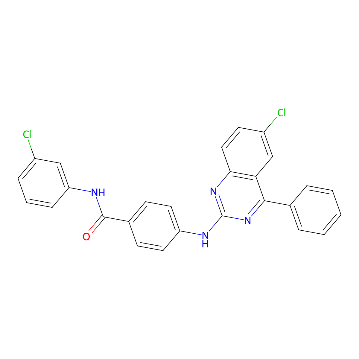 N-(3-chlorophenyl)-4-[(6-chloro-4-phenylquinazolin-2-yl)amino]benzamide molecular structure, CAS 313398-21-9