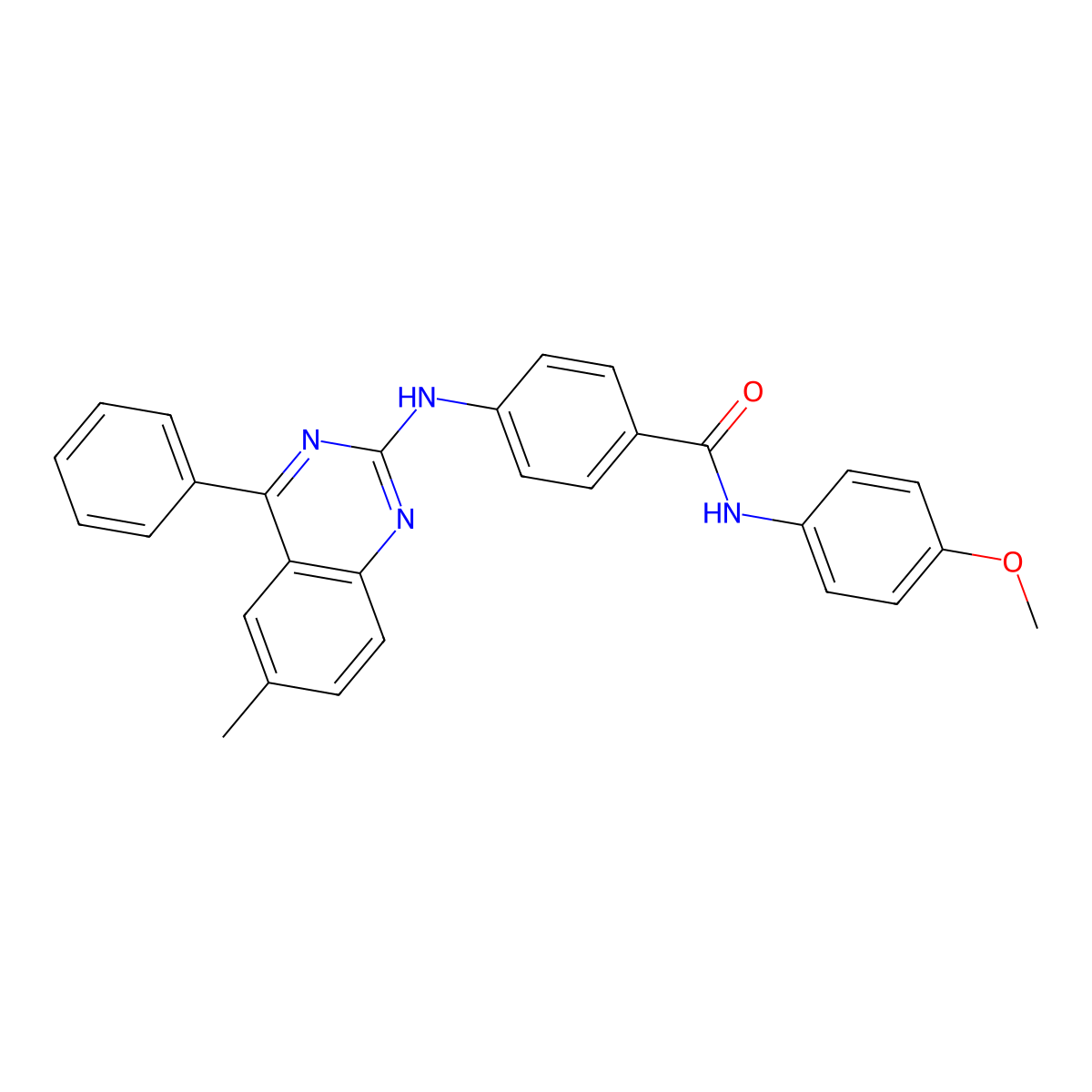 N-(4-methoxyphenyl)-4-[(6-methyl-4-phenylquinazolin-2-yl)amino]benzamide molecular structure, CAS 313398-23-1