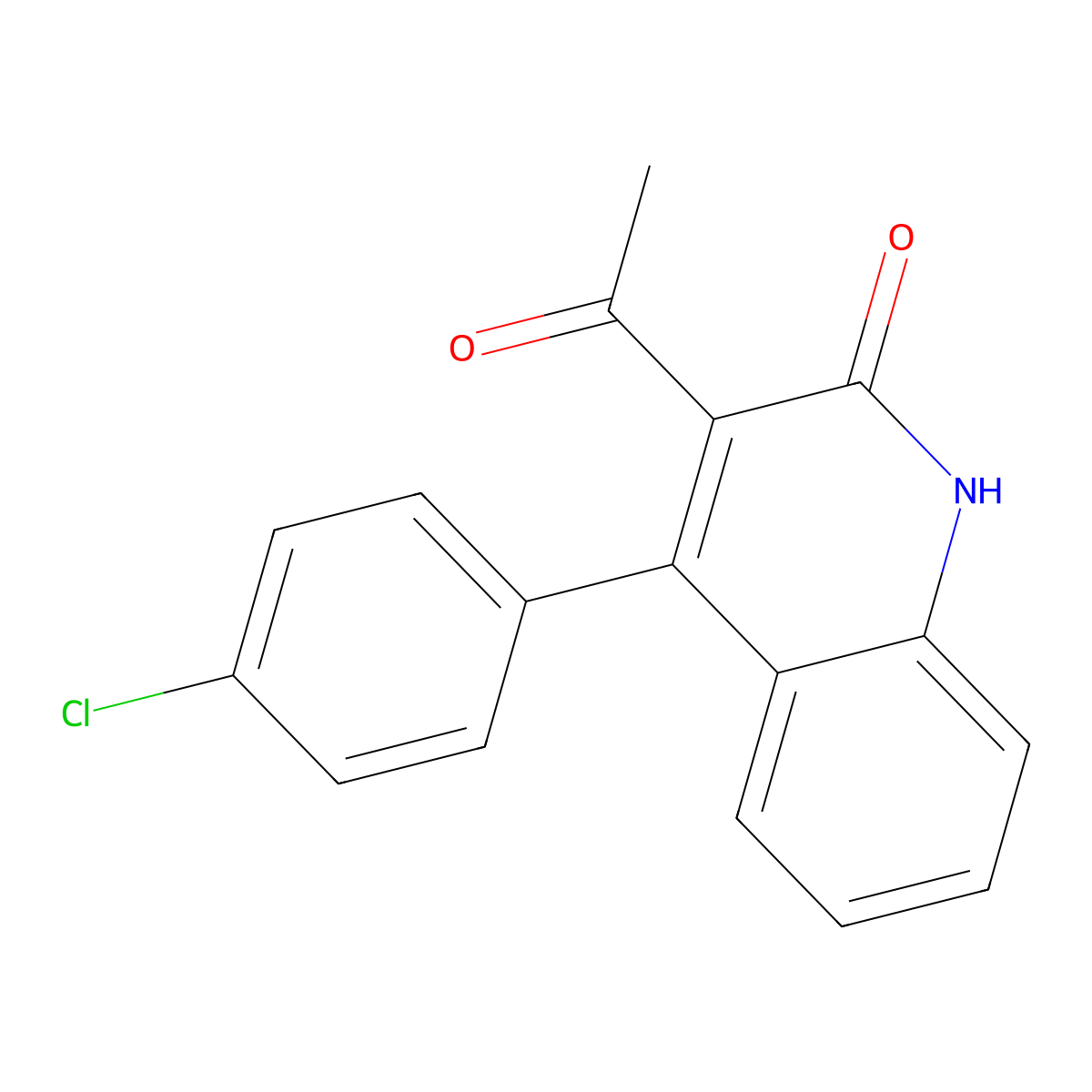 3-acetyl-4-(4-chlorophenyl)quinolin-2(1H)-one molecular structure, CAS 313398-25-3