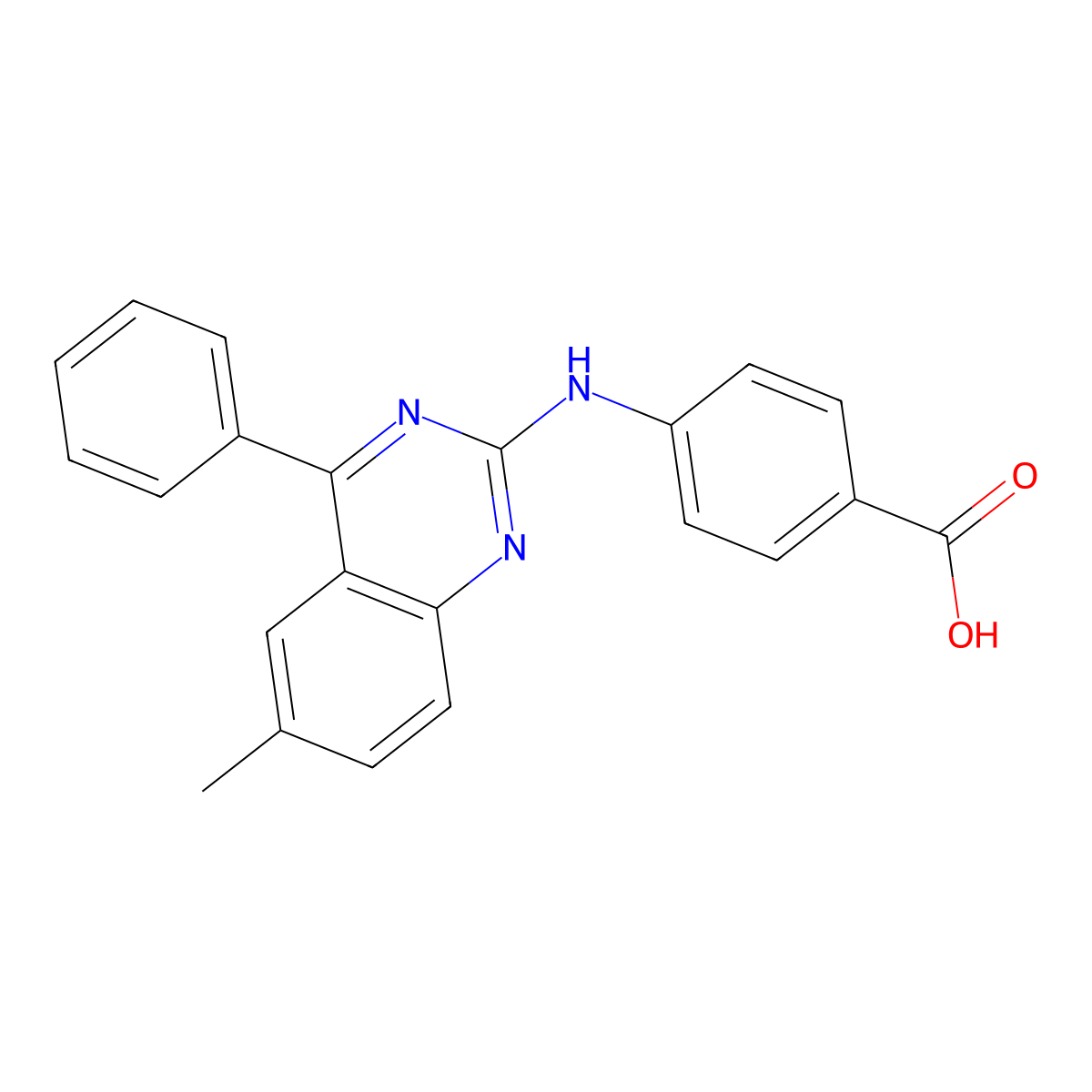 4-[(6-Methyl-4-phenylquinazolin-2-yl)amino]benzoic acid molecular structure, CAS 313398-29-7