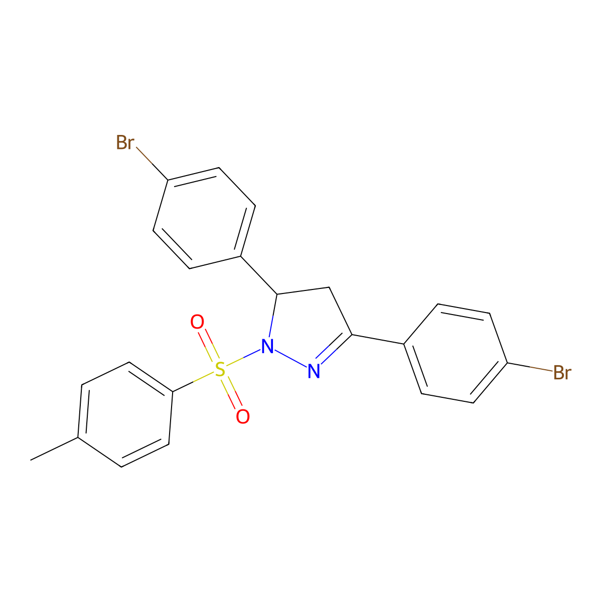 3,5-bis(4-bromophenyl)-1-[(4-methylphenyl)sulfonyl]-4,5-dihydro-1H-pyrazole molecular structure, CAS 313398-36-6
