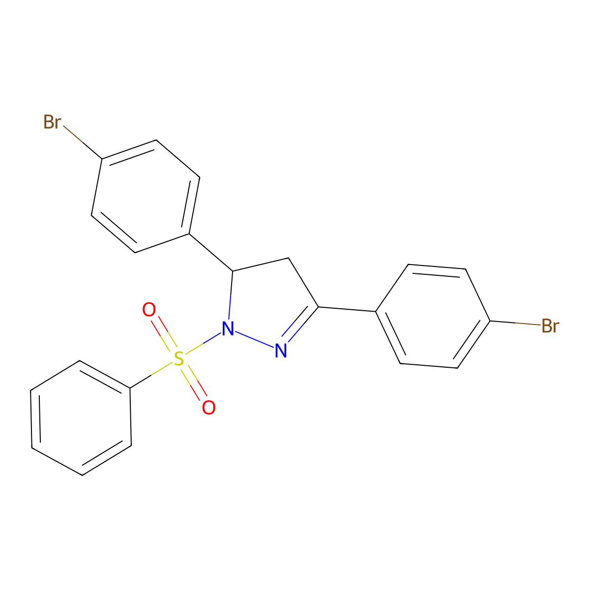 3,5-bis(4-bromophenyl)-1-(phenylsulfonyl)-4,5-dihydro-1H-pyrazole molecular structure, CAS 313398-37-7