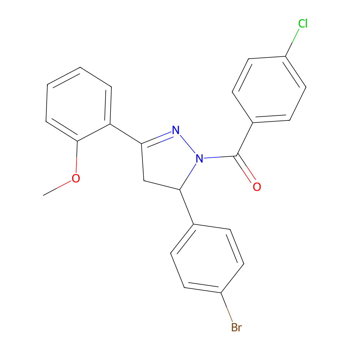 [3-(4-Bromophenyl)-5-(2-methoxyphenyl)-3,4-dihydropyrazol-2-yl]-(4-chlorophenyl)methanone molecular structure, CAS 313398-41-3