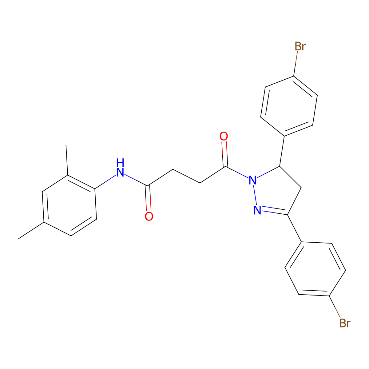 4-[3,5-bis(4-bromophenyl)-4,5-dihydro-1H-pyrazol-1-yl]-N-(2,4-dimethylphenyl)-4-oxobutanamide molecular structure, CAS 313398-45-7