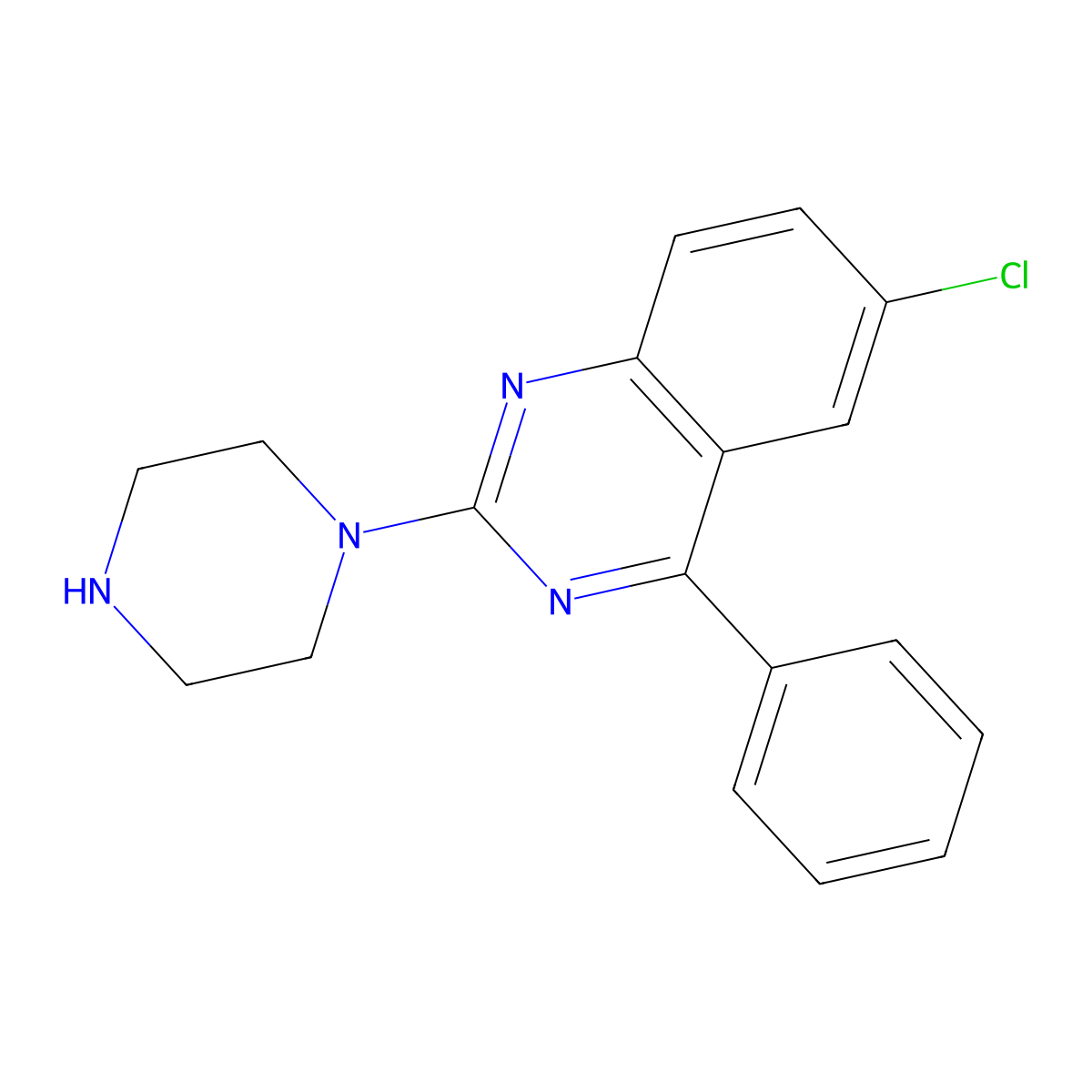 6-Chloro-4-phenyl-2-(piperazin-1-yl)quinazoline molecular structure, CAS 313398-51-5