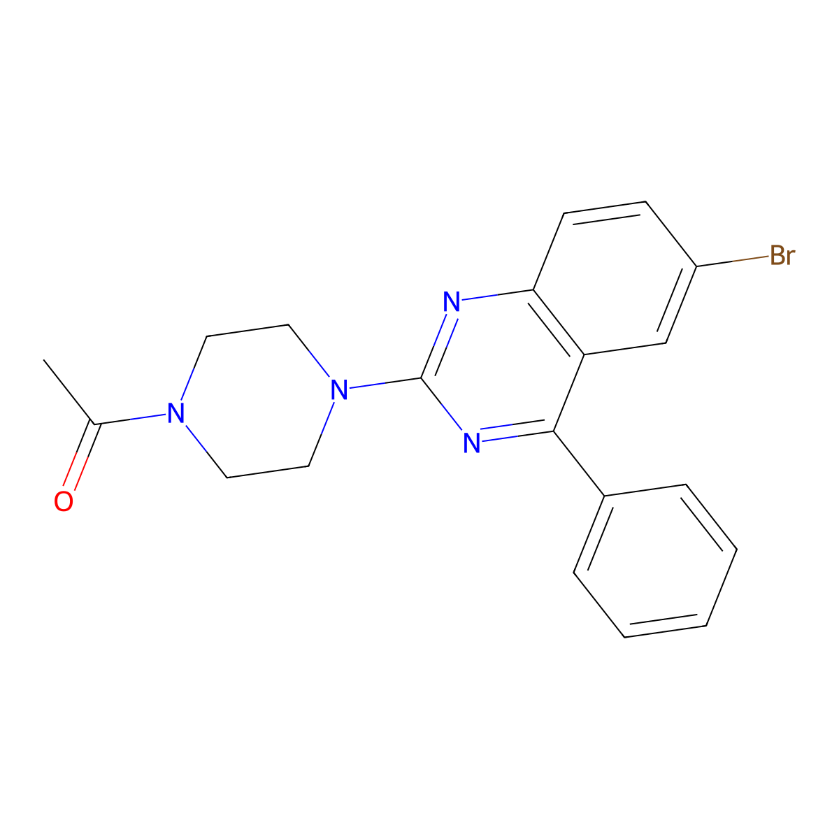 1-(4-(6-Bromo-4-phenylquinazolin-2-yl)piperazin-1-yl)ethanone molecular structure, CAS 313398-52-6