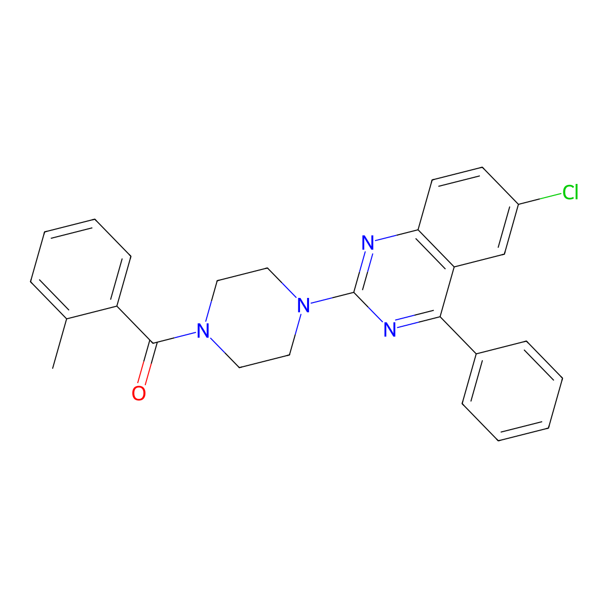 6-Chloro-2-[4-(2-methylbenzoyl)piperazin-1-YL]-4-phenylquinazoline molecular structure, CAS 313398-54-8