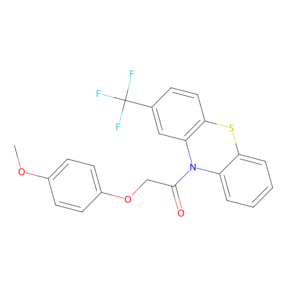 2-(4-Methoxyphenoxy)-1-[2-(trifluoromethyl)phenothiazin-10-yl]ethanone molecular structure, CAS 313398-68-4