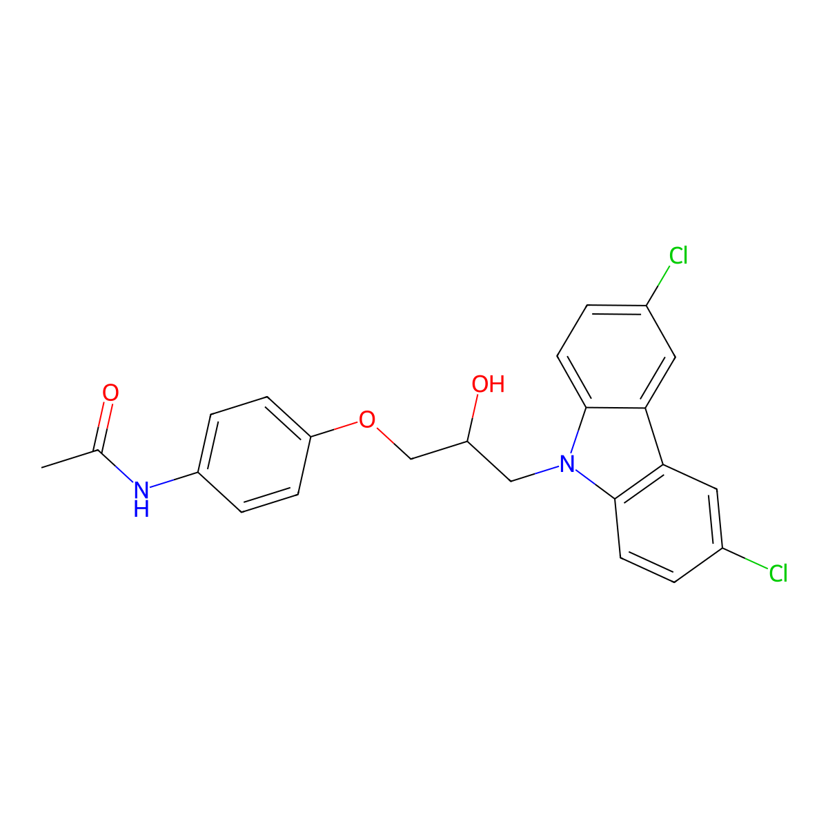N-{4-[3-(3,6-dichloro-9H-carbazol-9-yl)-2-hydroxypropoxy]phenyl}acetamide molecular structure, CAS 313398-72-0