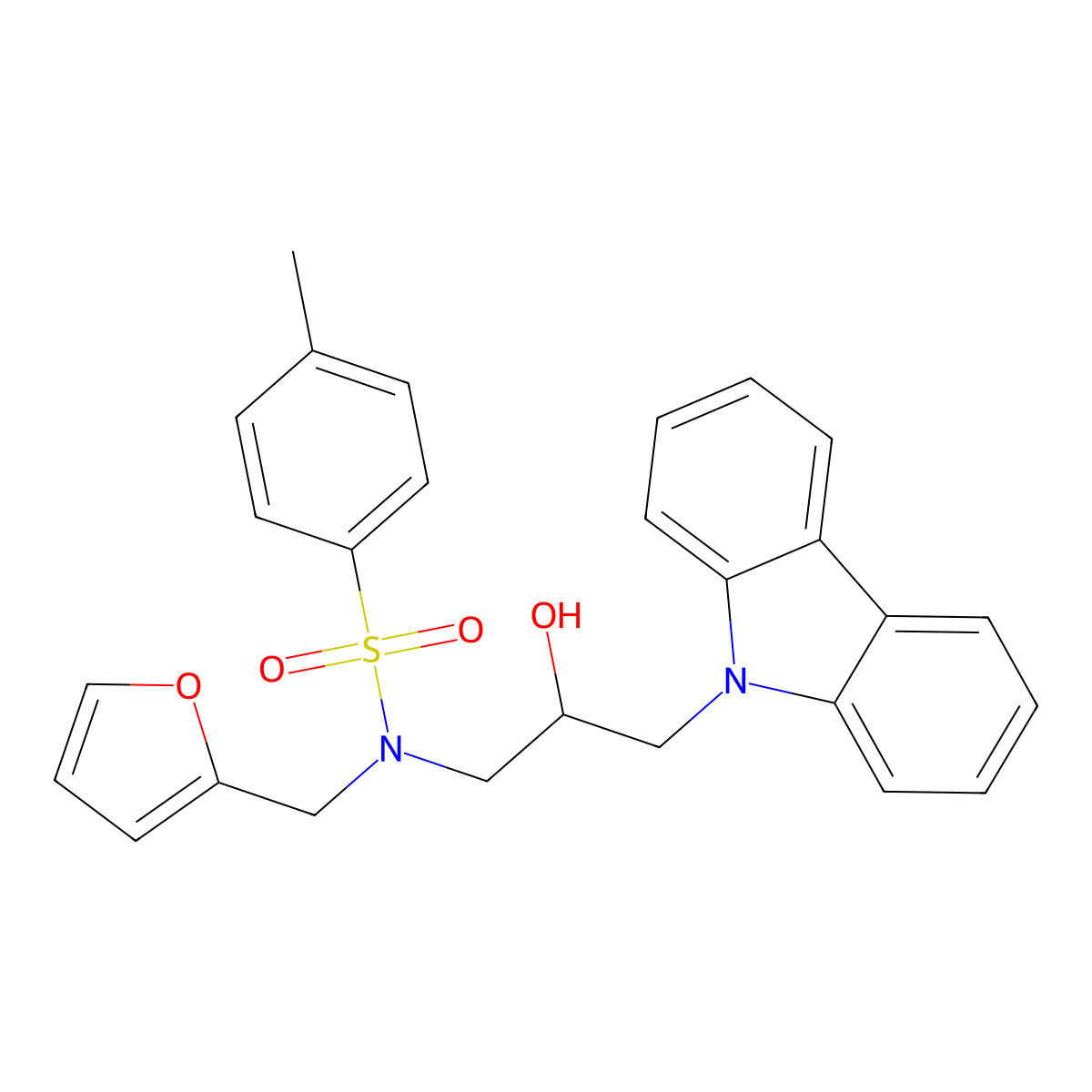 N-(3-(9H-carbazol-9-yl)-2-hydroxypropyl)-N-(furan-2-ylmethyl)-4-methylbenzenesulfonamide molecular structure, CAS 313398-74-2