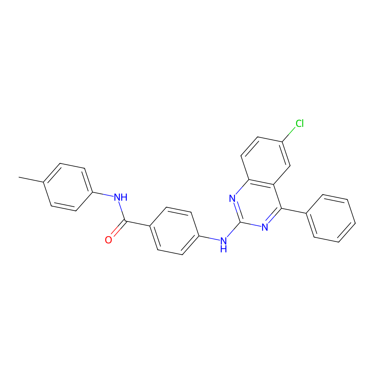 4-[(6-chloro-4-phenylquinazolin-2-yl)amino]-N-(4-methylphenyl)benzamide molecular structure, CAS 313399-04-1