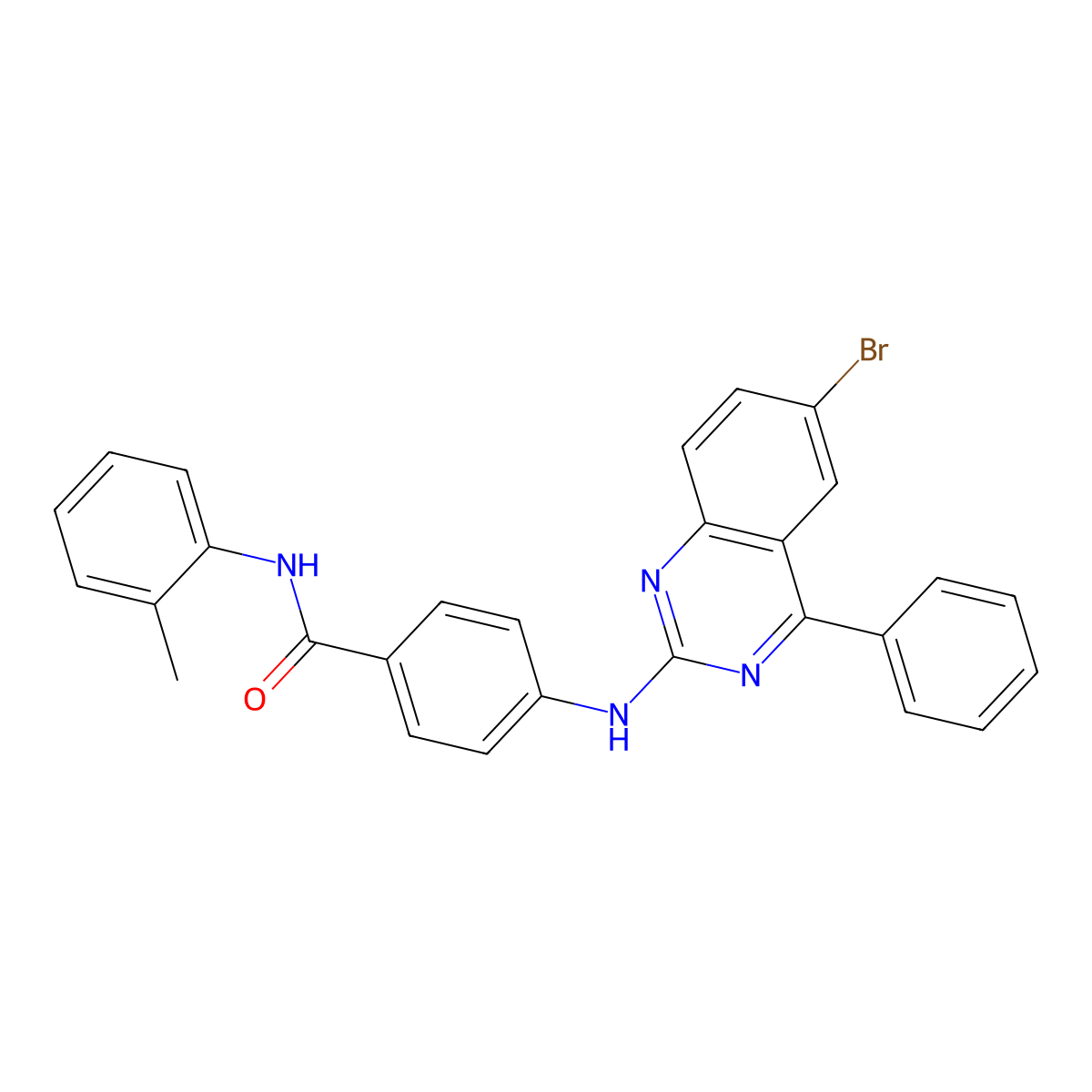 4-[(6-bromo-4-phenylquinazolin-2-yl)amino]-N-(2-methylphenyl)benzamide molecular structure, CAS 313399-05-2