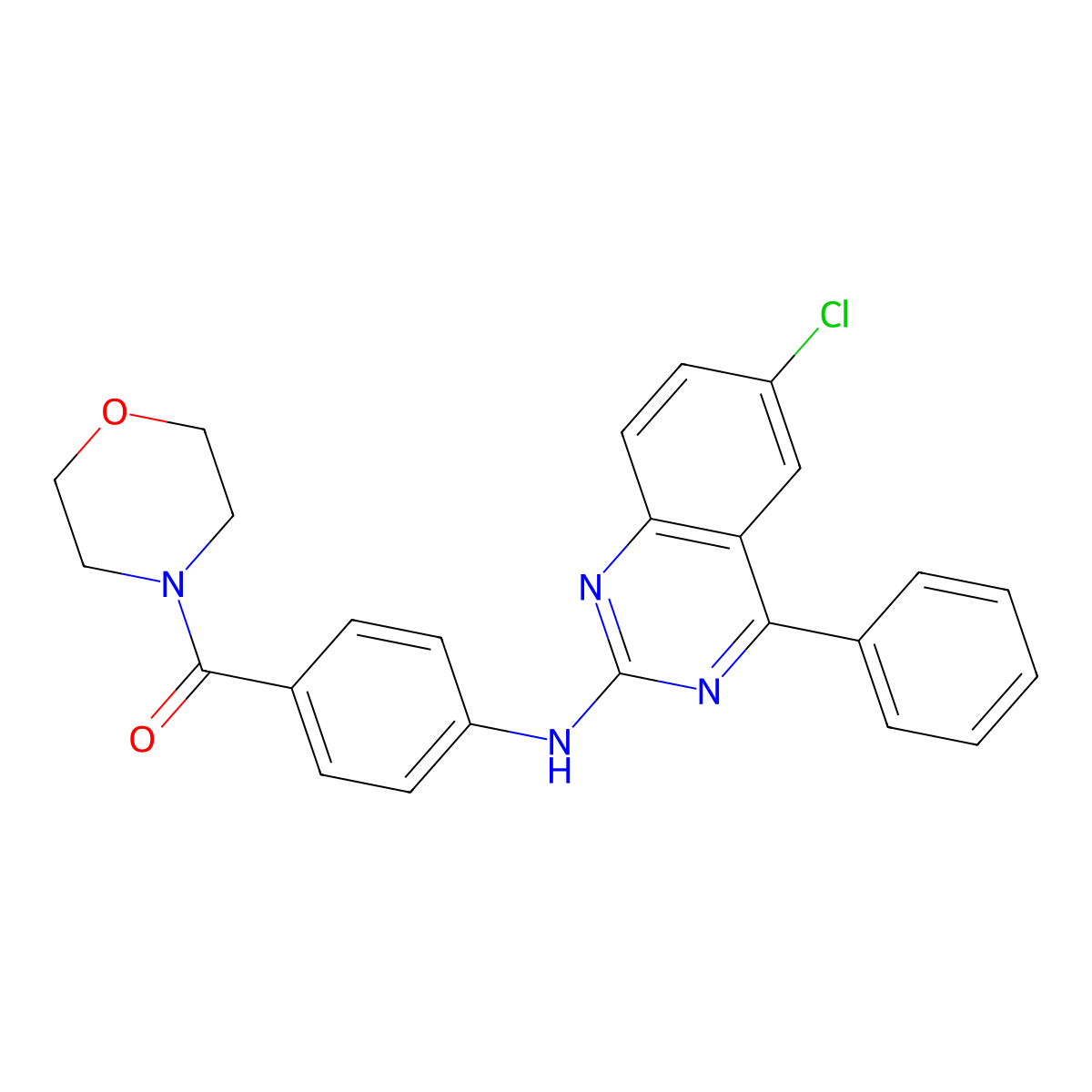 (4-((6-Chloro-4-phenylquinazolin-2-yl)amino)phenyl)(morpholino)methanone molecular structure, CAS 313399-10-9