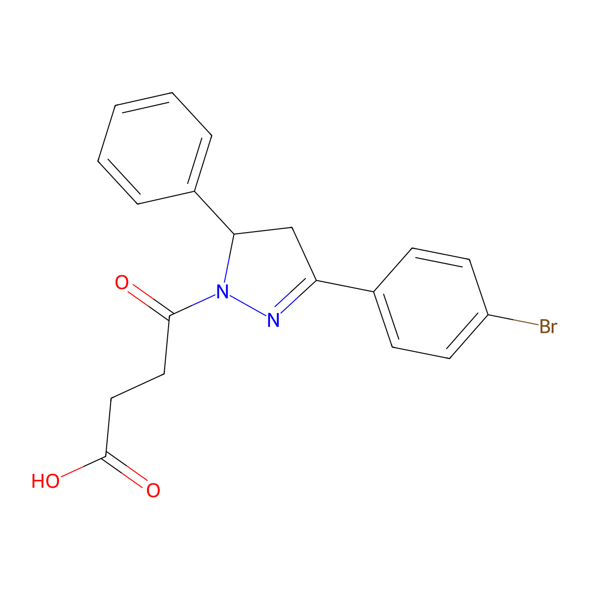 4-(3-(4-bromophenyl)-5-phenyl-4,5-dihydro-1H-pyrazol-1-yl)-4-oxobutanoic acid molecular structure, CAS 313399-13-2