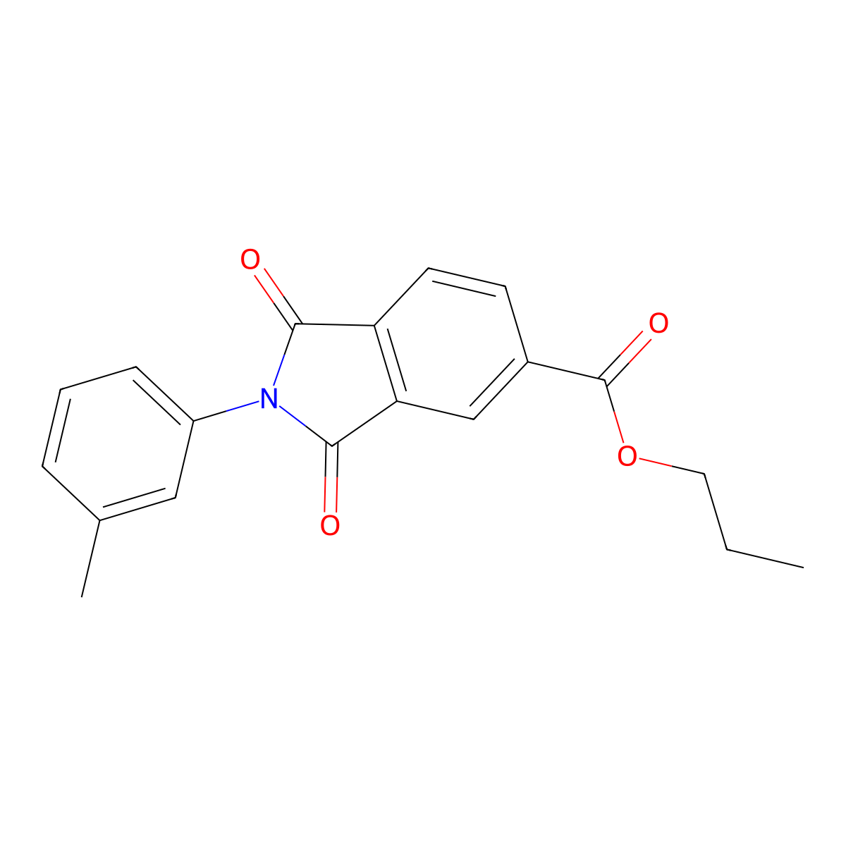 Propyl 2-(3-methylphenyl)-1,3-dioxo-5-isoindolinecarboxylate molecular structure, CAS 313399-21-2