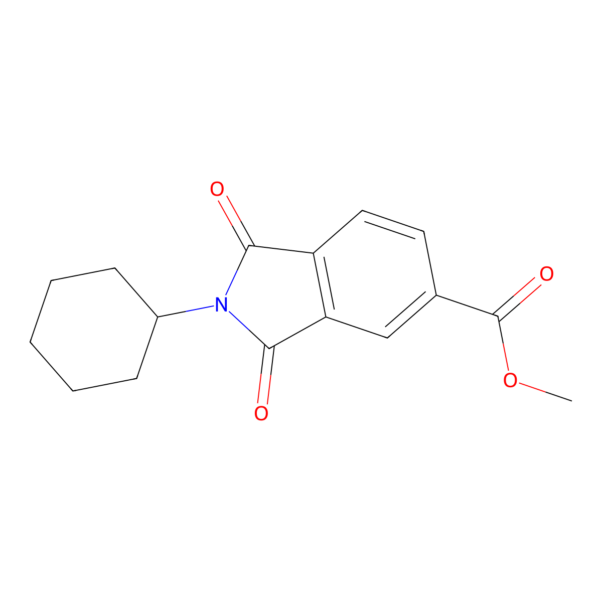 Methyl 2-cyclohexyl-1,3-dioxo-5-isoindolinecarboxylate molecular structure, CAS 313399-32-5