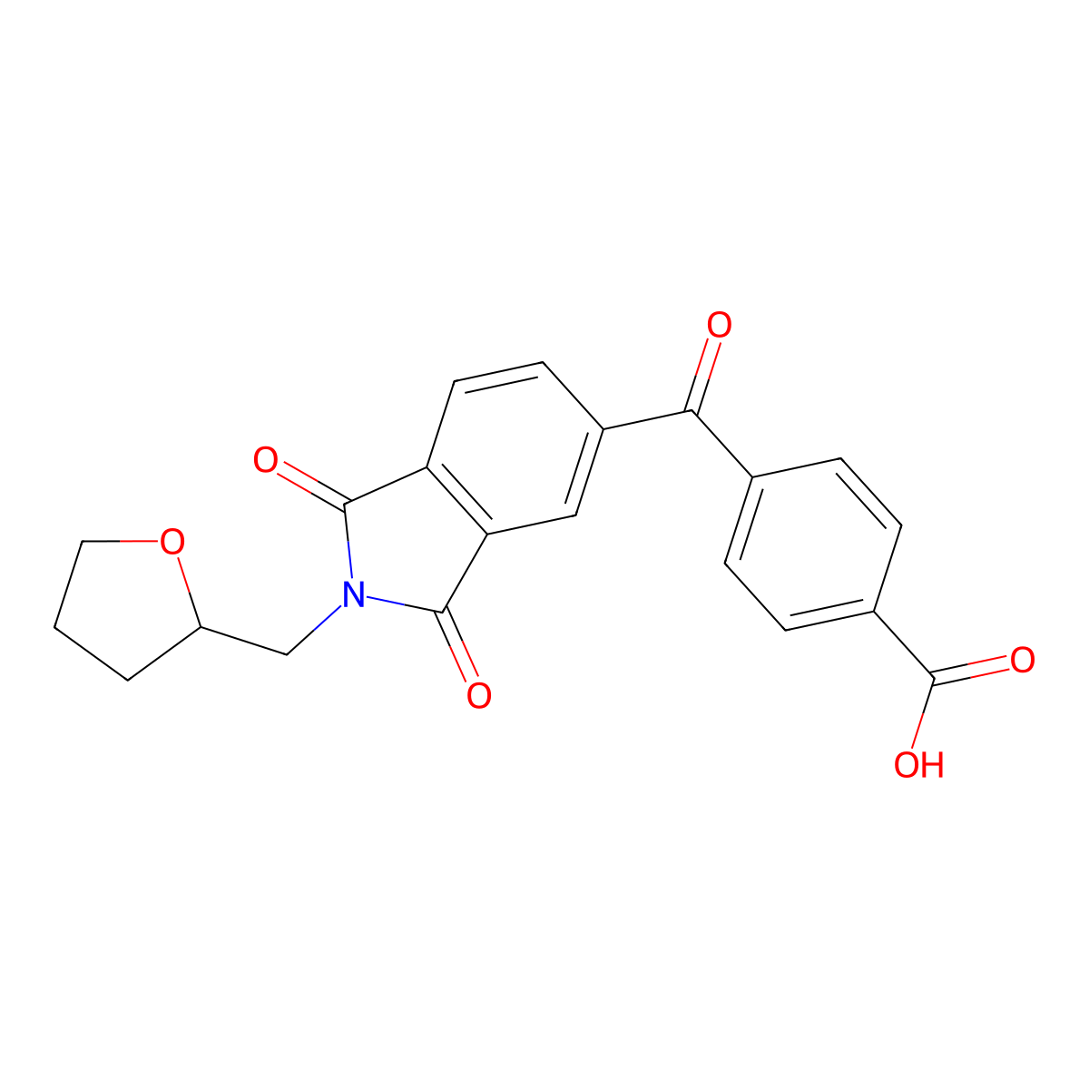 4-{[1,3-dioxo-2-(tetrahydro-2-furanylmethyl)-2,3-dihydro-1H-isoindol-5-yl]carbonyl}benzoic acid molecular structure, CAS 313399-73-4