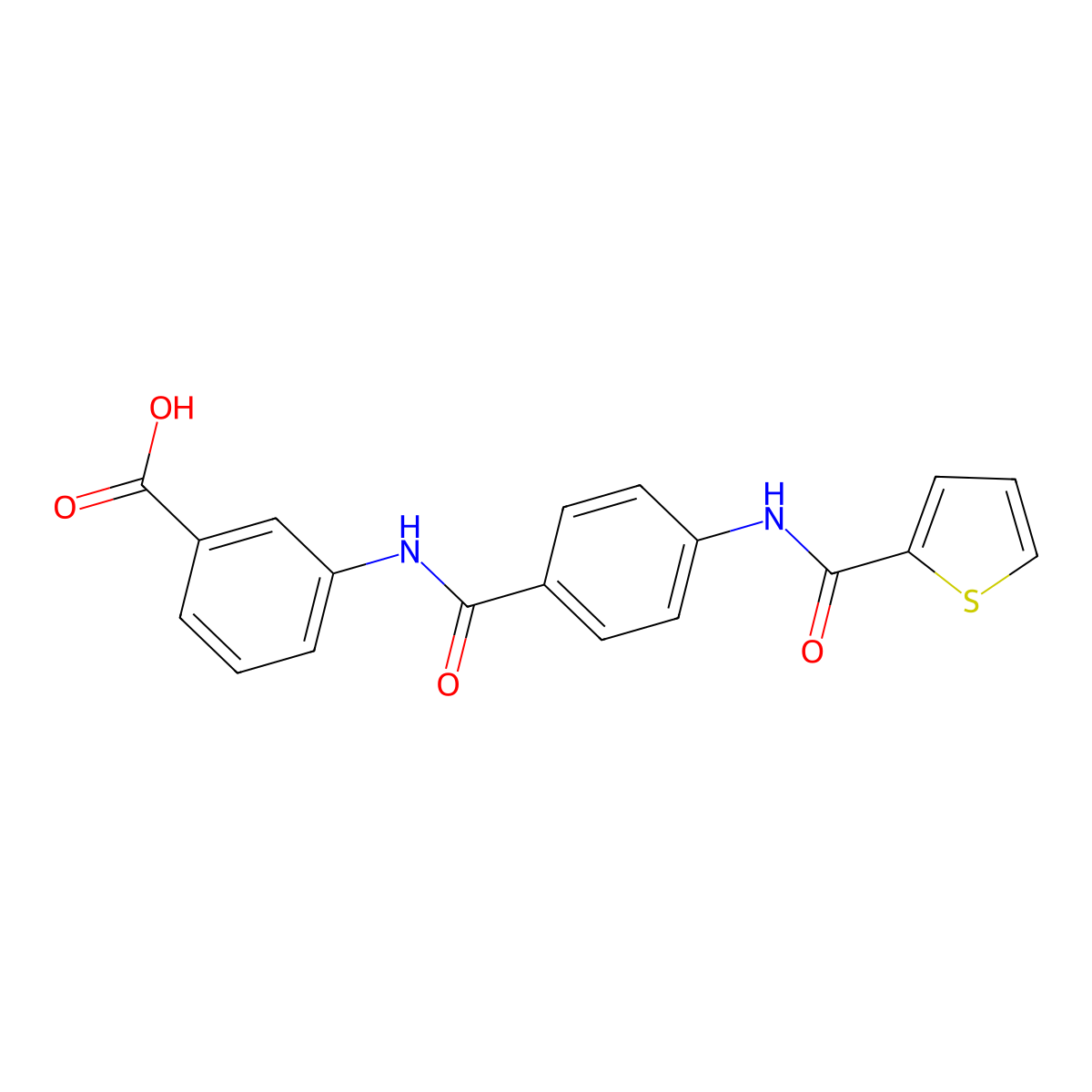 3-[({4-[(Thiophen-2-ylcarbonyl)amino]phenyl}carbonyl)amino]benzoic acid molecular structure, CAS 313399-76-7